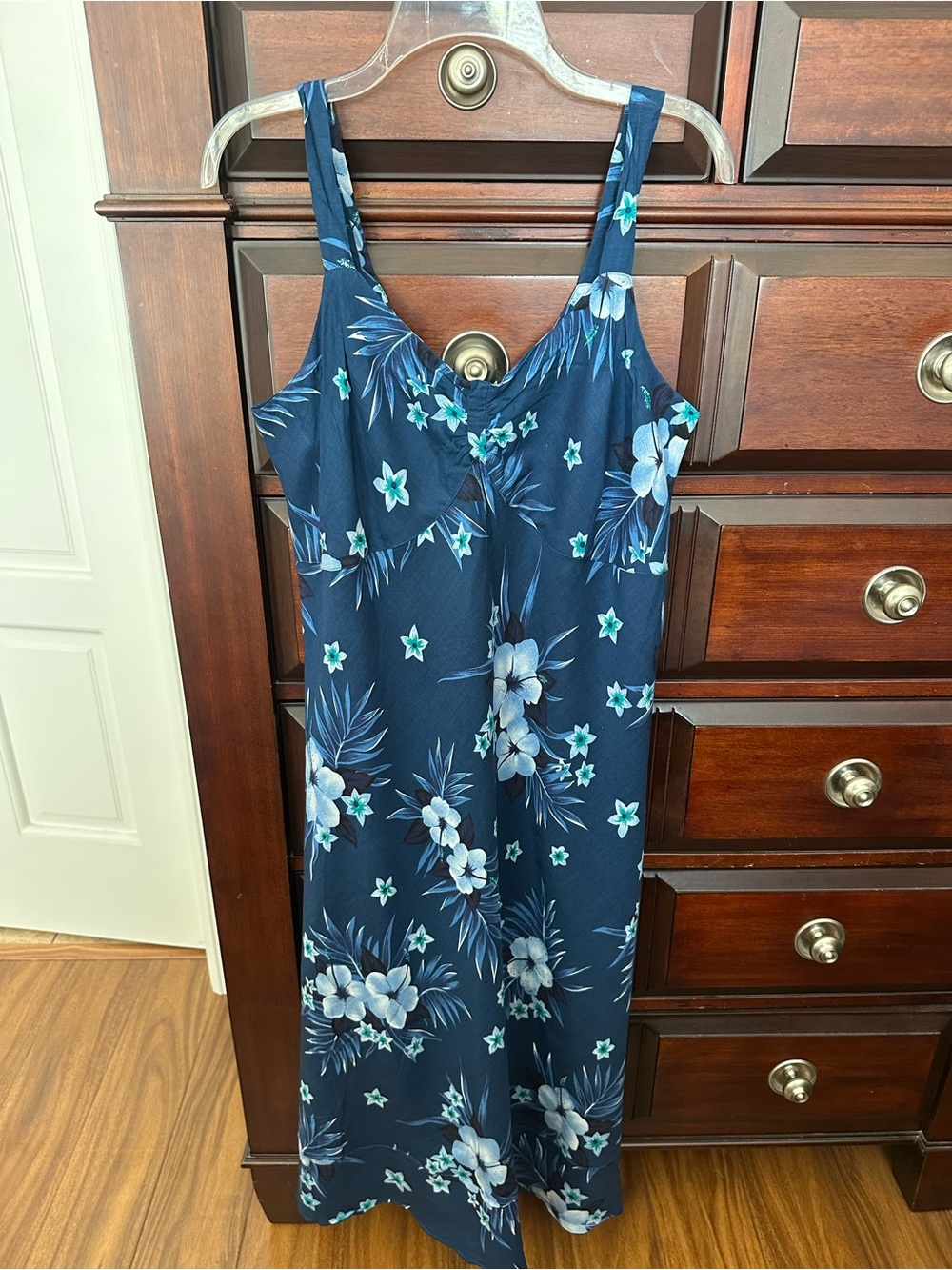 Hibiscus Collection Hawaii Blue Tropical Print Sundress Sz XL. NWT